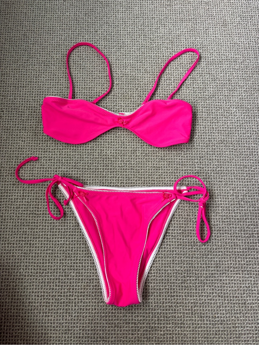 Hot Pink Tie-Side Bikini Set - Vibrant Women's Swimwear